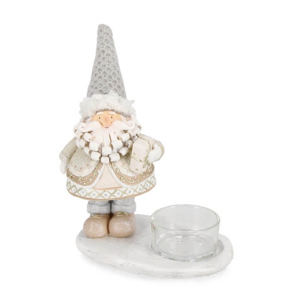 Portacandela 1 pezzo Charel Babbo Natale con regalo