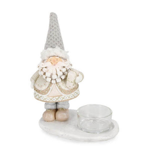 Portacandela 1 pezzo Charel Babbo Natale con regalo