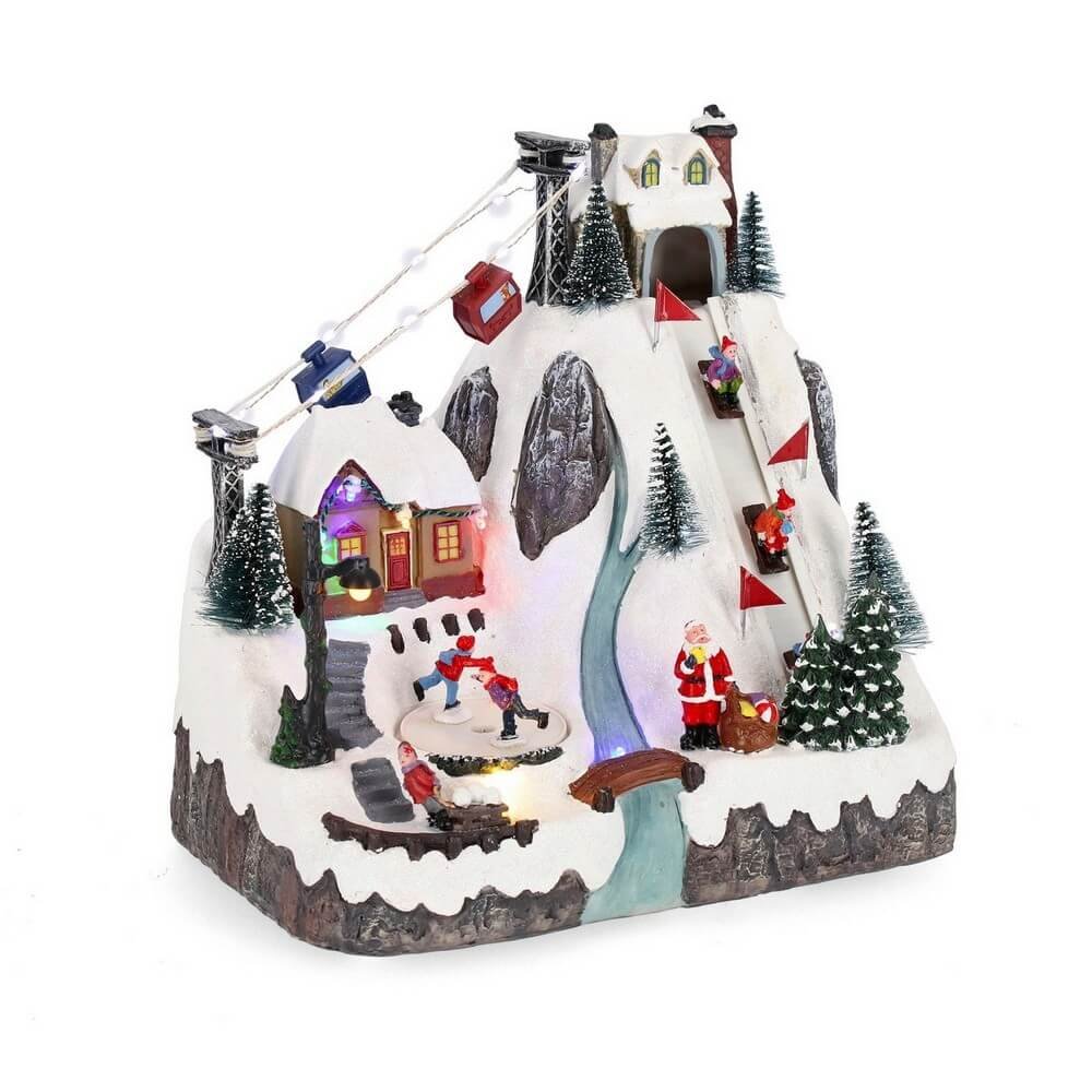 Paesaggio natalizio Denver con sci e LED