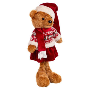 Orso Ralphy Decorativo con Gonna Rossa Altezza 40cm (4 Pezzi)