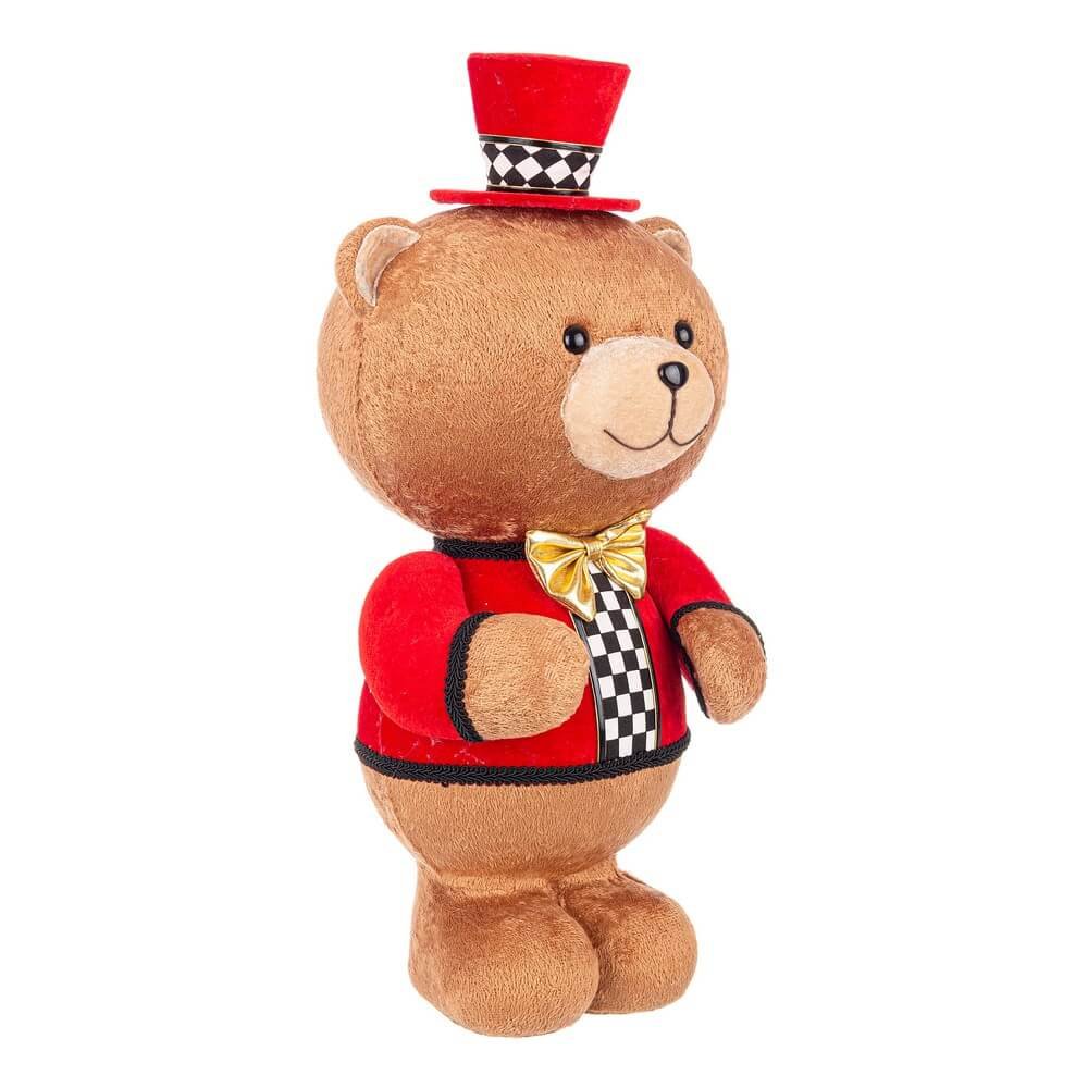 Orso Alwyn Decorativo in Posizione Verticale Rosso (2 Pezzi)