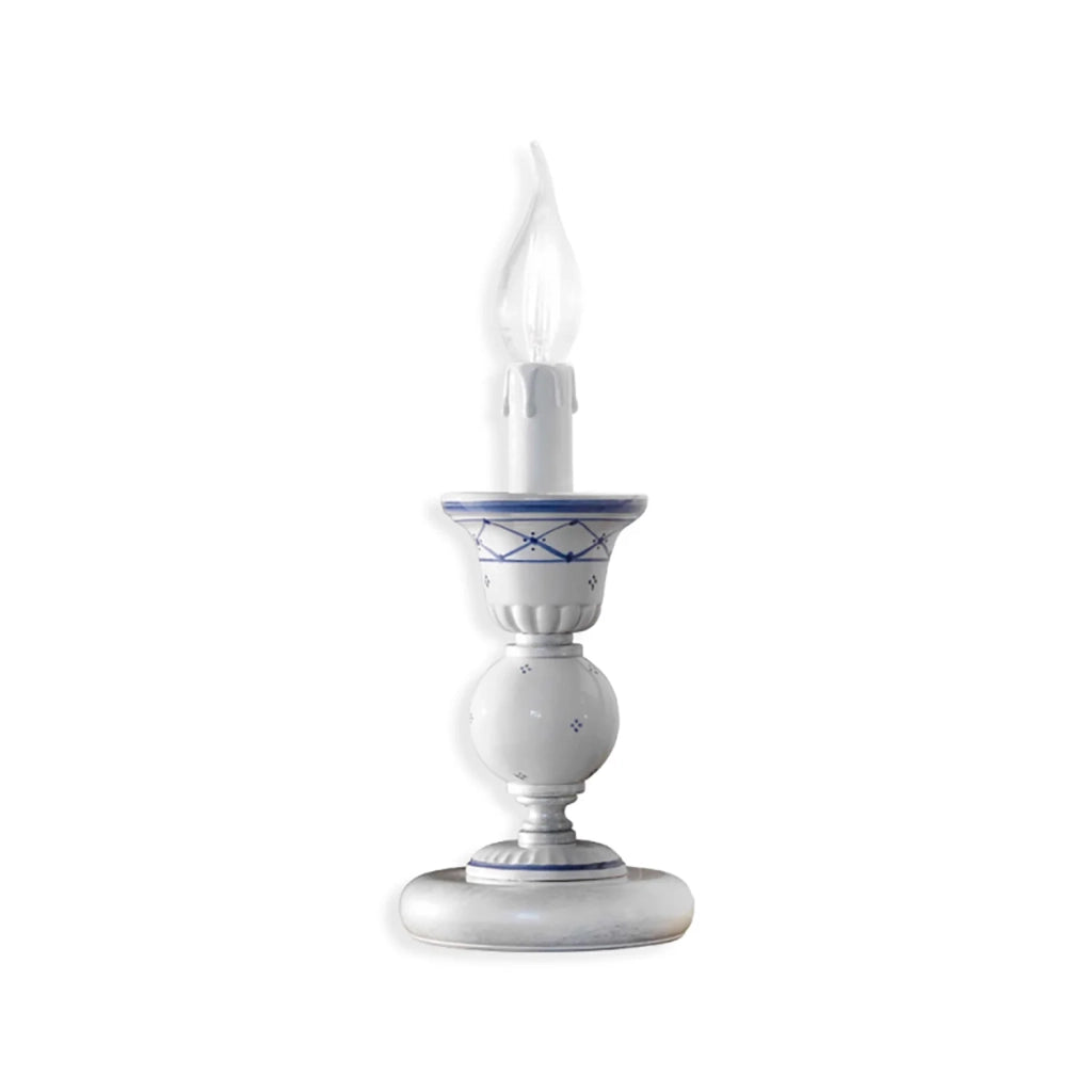 Lumetto Classico Sanremo Metallo E Ceramica Bianco Sfumato Argento 1 Luce E14