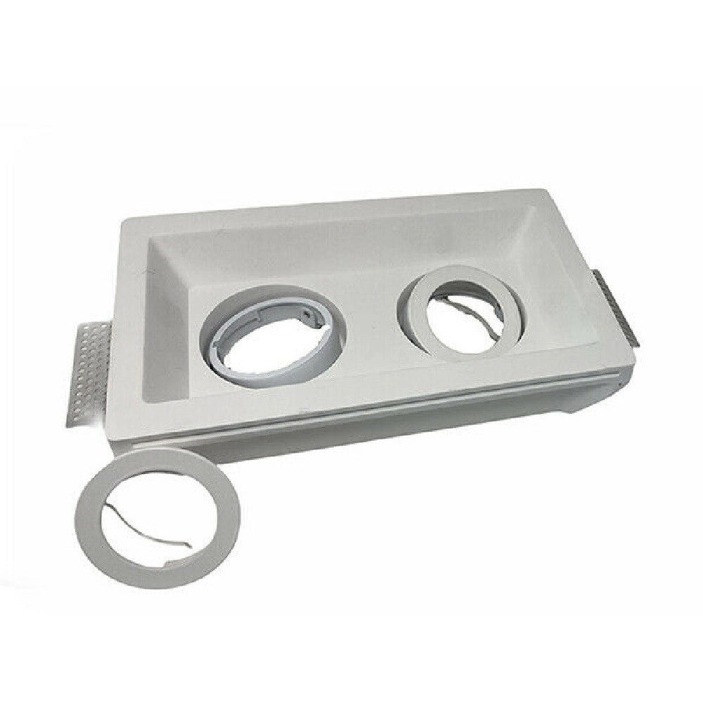 Trade Shop - Portafaretto Incasso Gesso Doppio Orientabile A Scomparsa Portalampada Gu10 Gs21 -