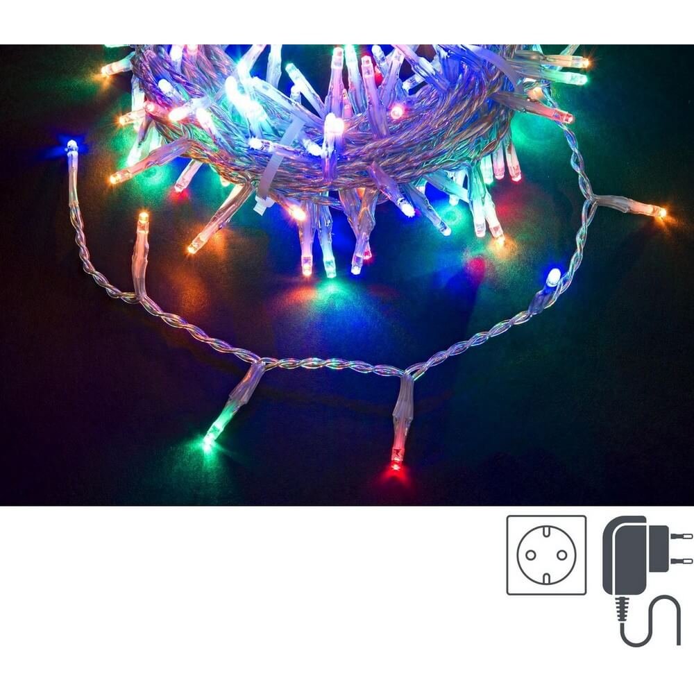 Luci Natale 300 LED Multicolore, Filo Trasparente 3mm, IP44 (12 Pezzi)