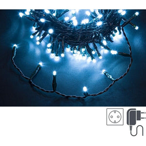 Luci Natale 300 LED Bianco, Filo Verde 5mm, IP44 (12 Pezzi)