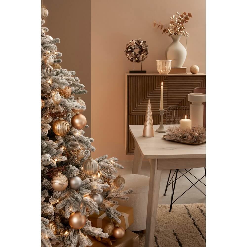 Corona Alara con Stand e Poinsettia Champagne H39cm (2 Pezzi)