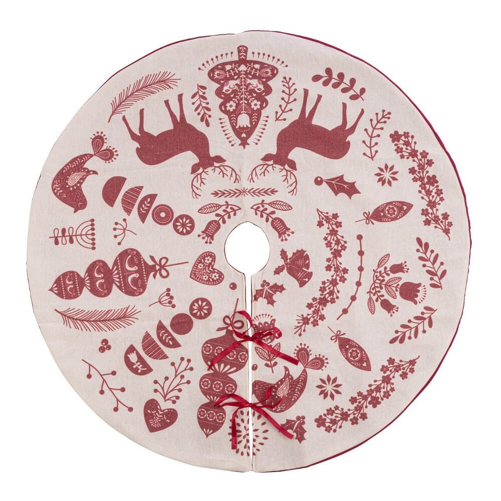 Copribase per Albero Natale Victory Avorio-Rosso Diametro 90cm (4 Pezzi)