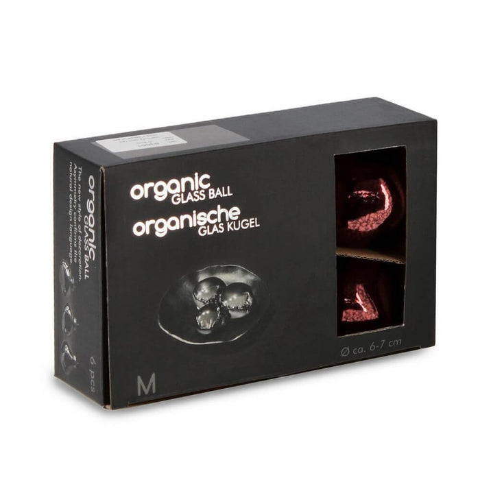 Confezione da 6 pendagli vetro Organic rosso D60 assortiti