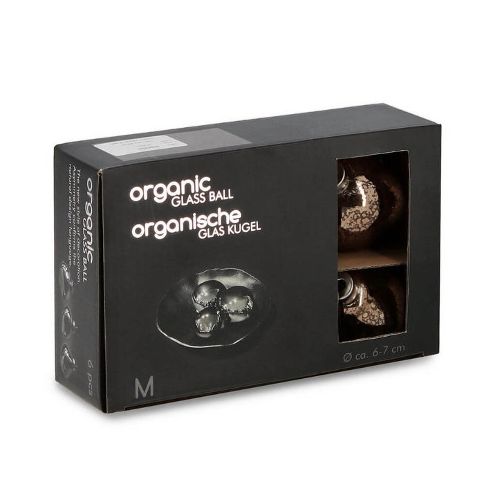 Confezione da 6 pendagli vetro Organic marrone D60 assortiti
