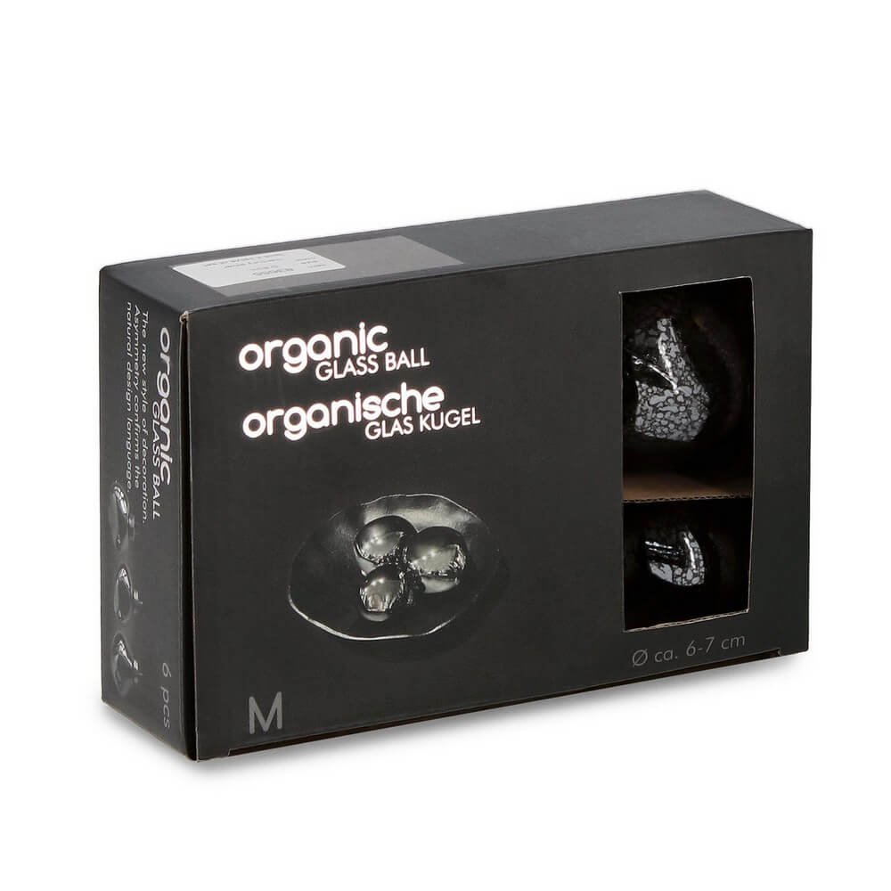 Confezione da 6 pendagli vetro Organic grigio D60 assortiti