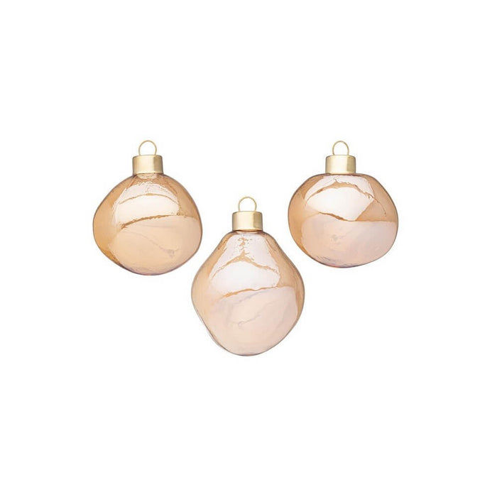 Confezione da 6 pendagli vetro Organic champagne luminoso D60 assortiti