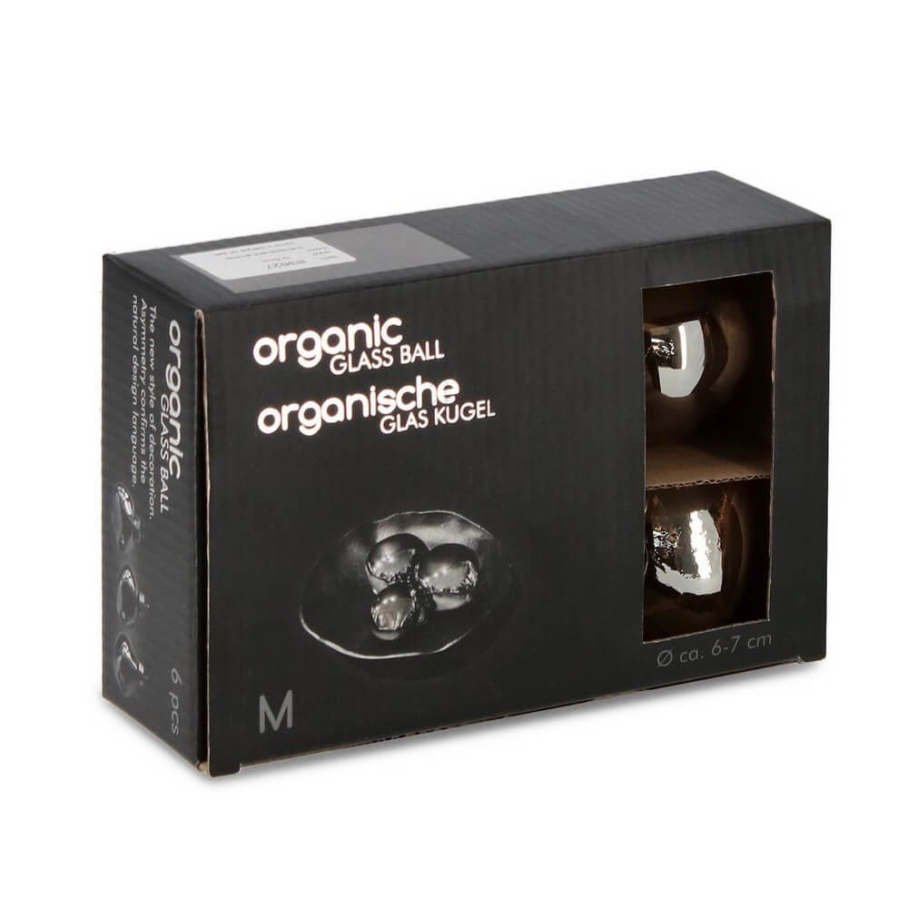 Confezione da 6 pendagli vetro Organic champagne luminoso D60 assortiti