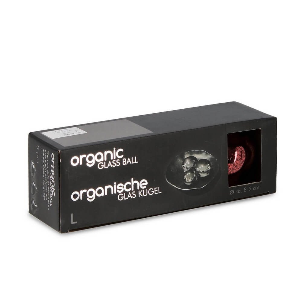 Confezione da 3 pendagli vetro Organic rosso D80 assortiti