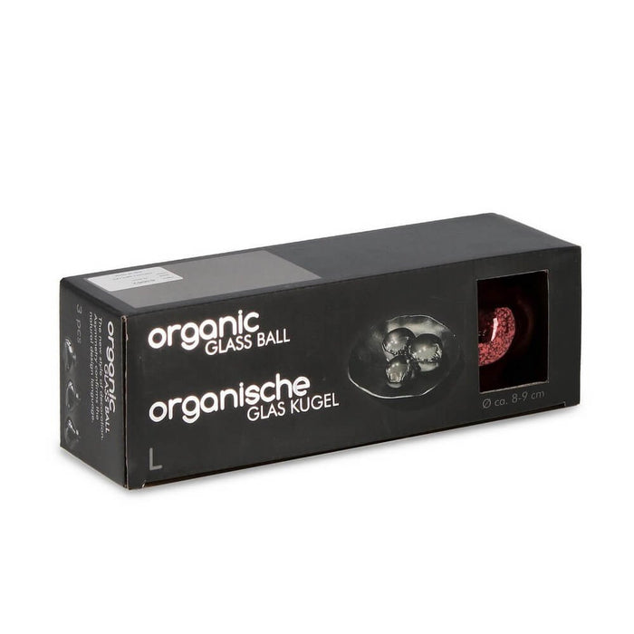 Confezione da 3 pendagli vetro Organic rosso D80 assortiti