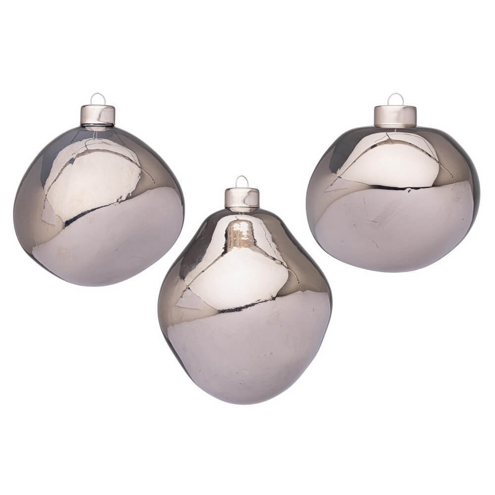 Confezione da 3 pendagli vetro Organic champagne luminoso D100 assortiti