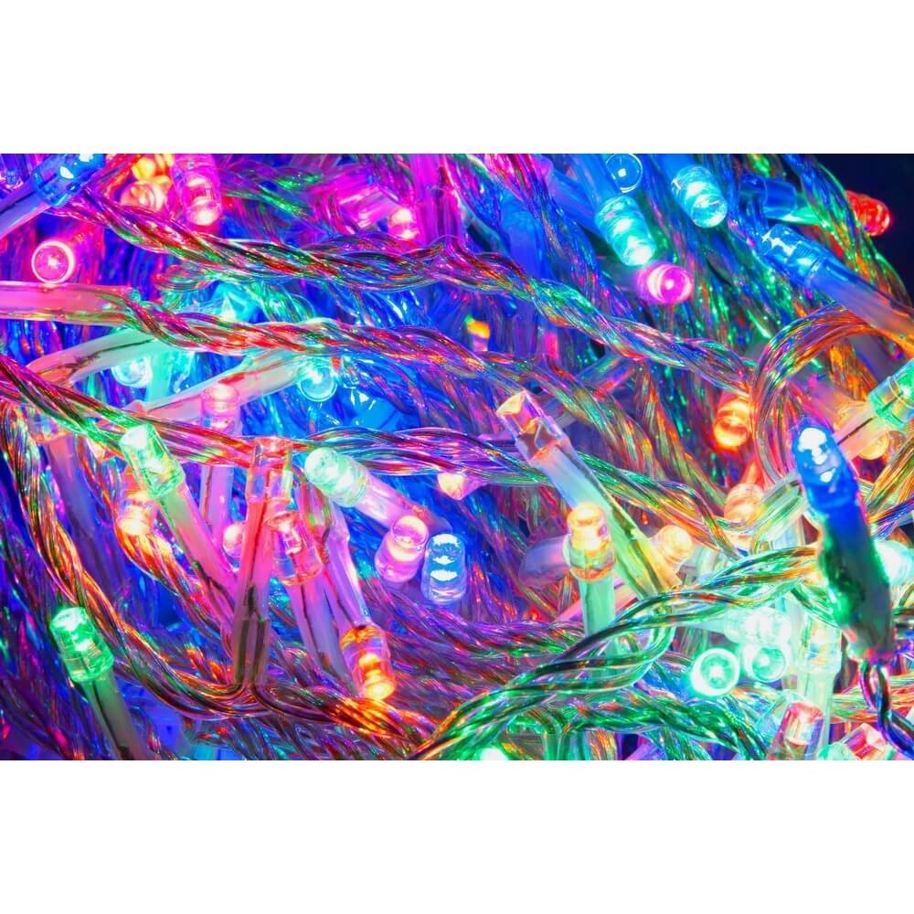 Catena di luci 180 LED multicolore filo trasparente interno-esterno