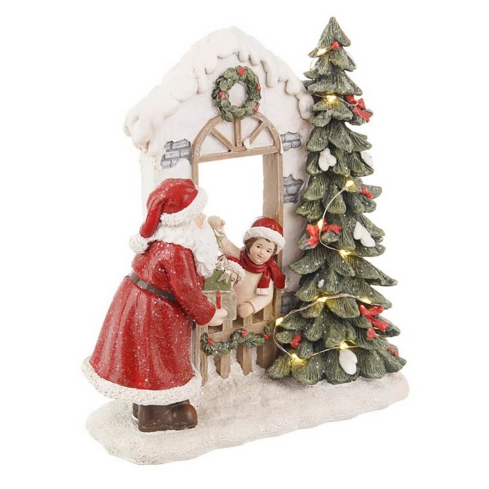 Casa Marien Babbo Natale con bambini 22x22.5H e LED