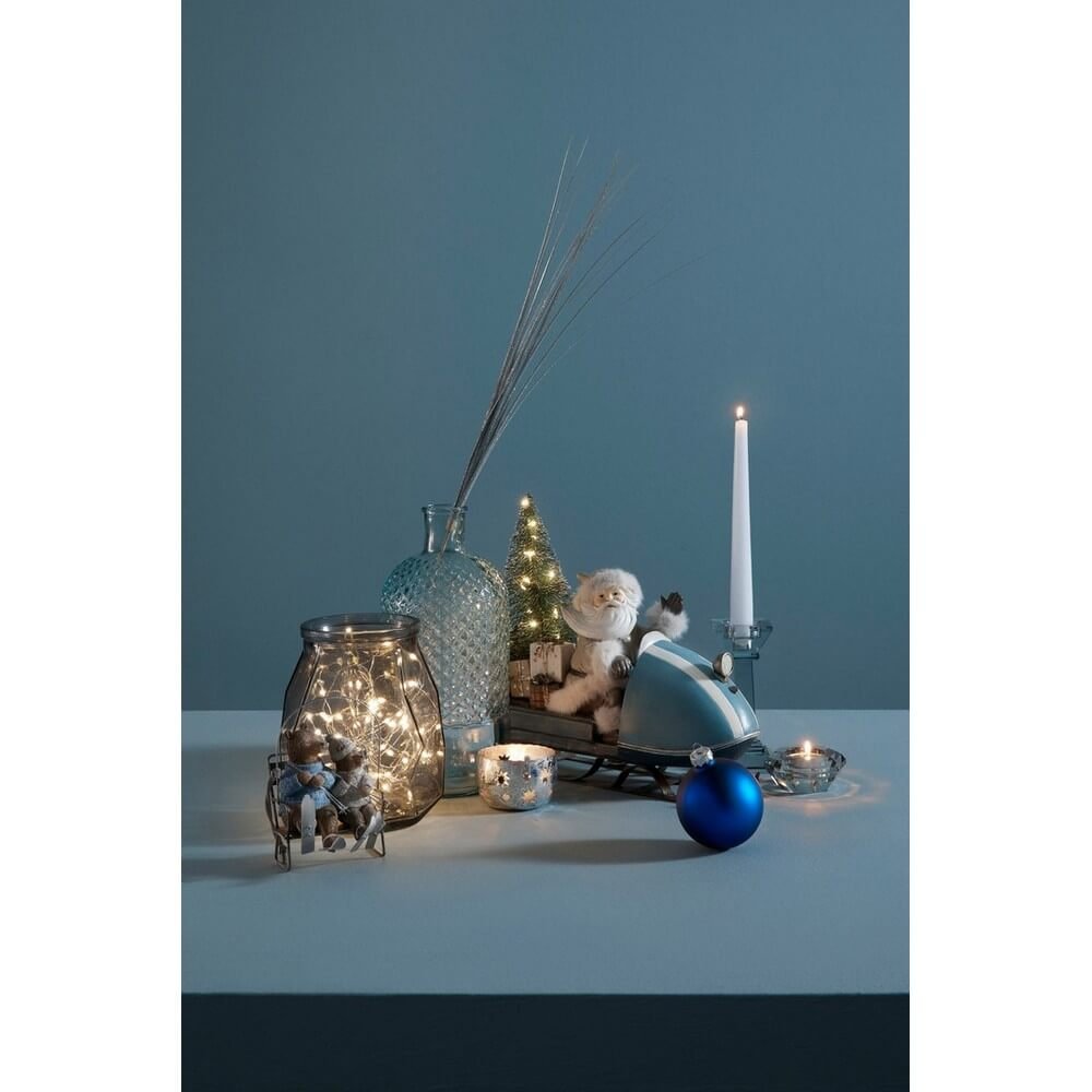 Babbo Natale Danish con slitta blu e LED