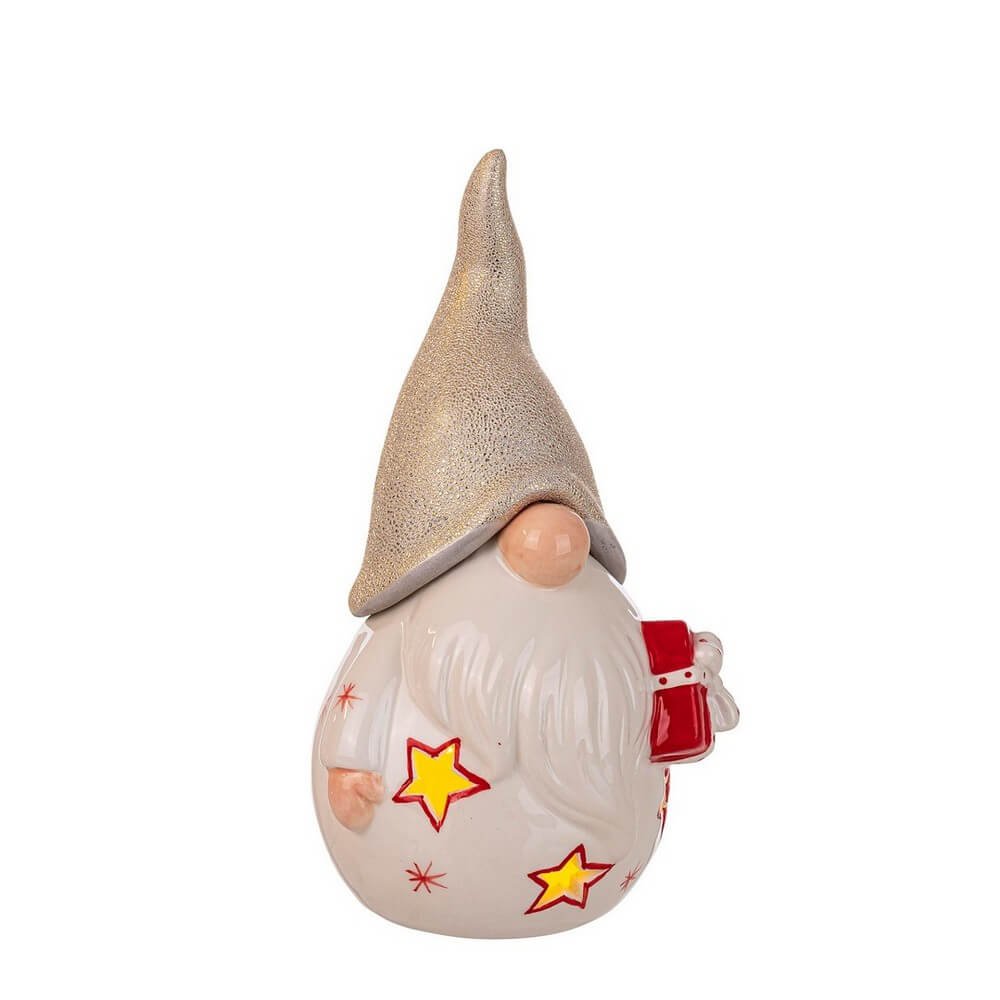 Babbo Natale Cheerful bianco con regalo e LED