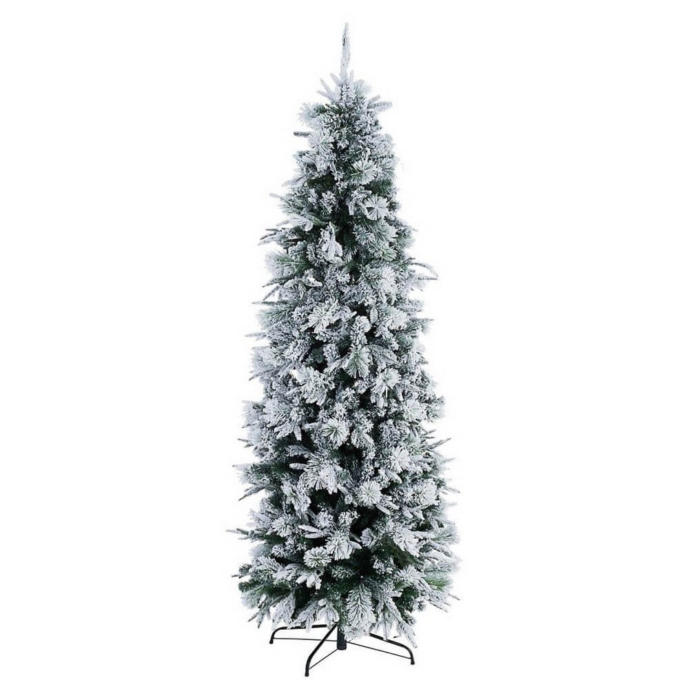 Albero di Natale Slim Dresda Innevato Altezza 210cm con 868 Rami