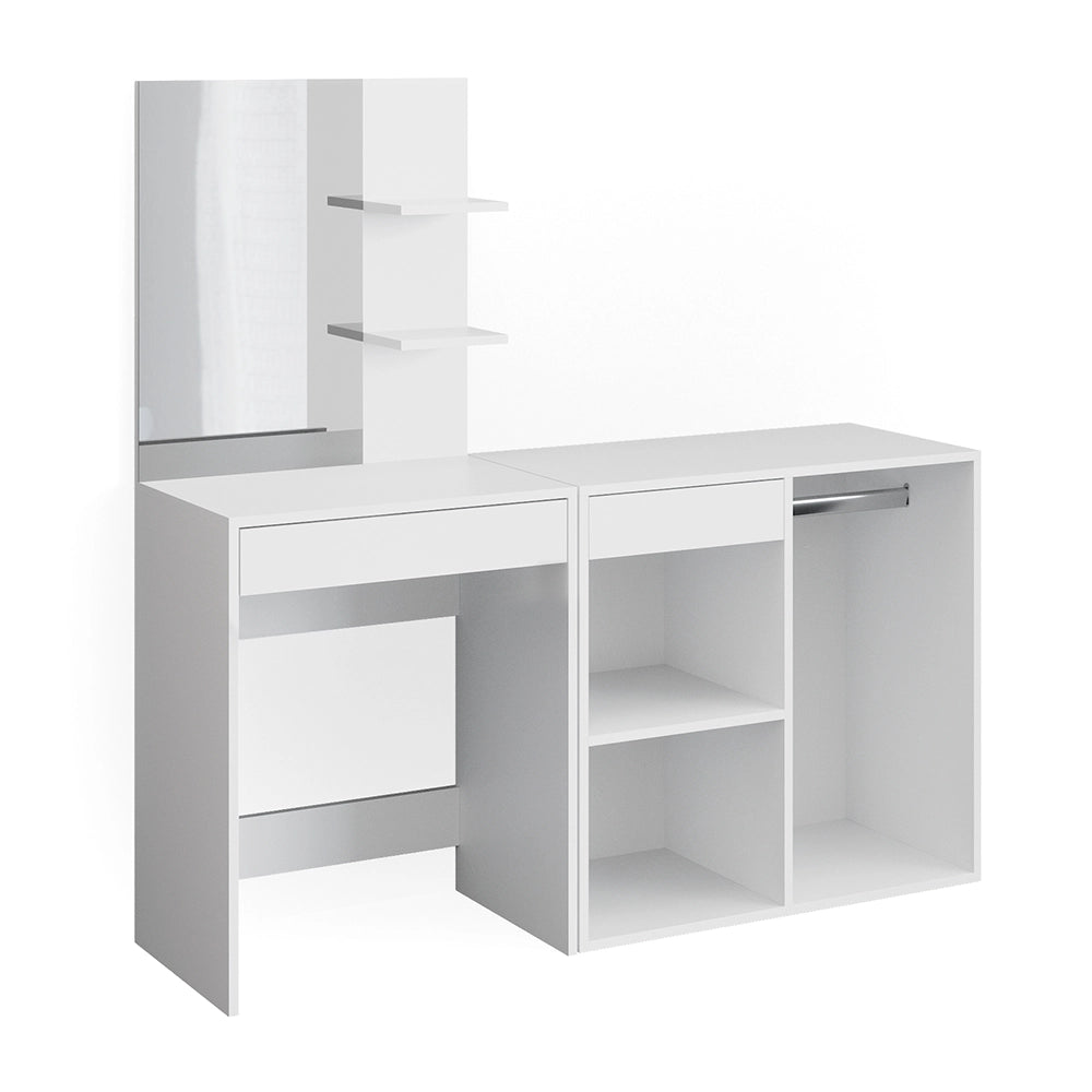 Vicco Tavolo da toeletta Bianco 140 cm con armadio