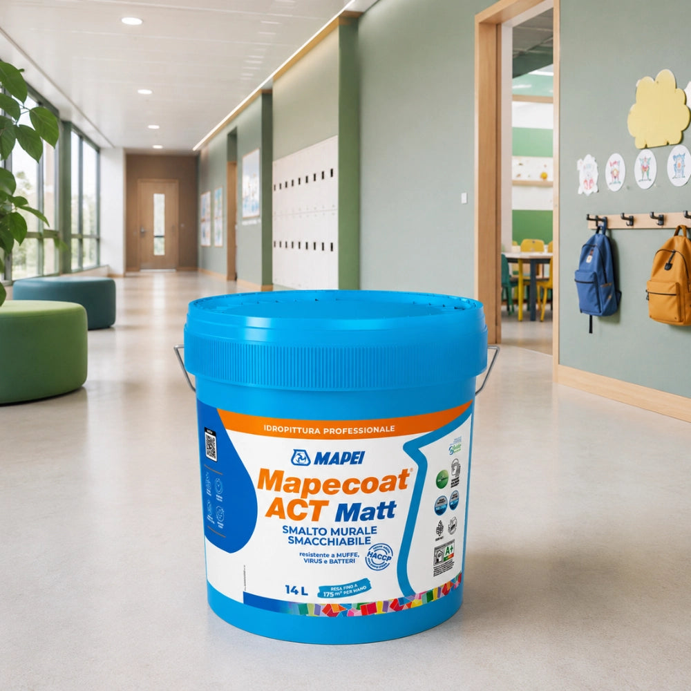 Mapei mapecoat act matt 14 l smalto murale interni smacchiabile anti muffa