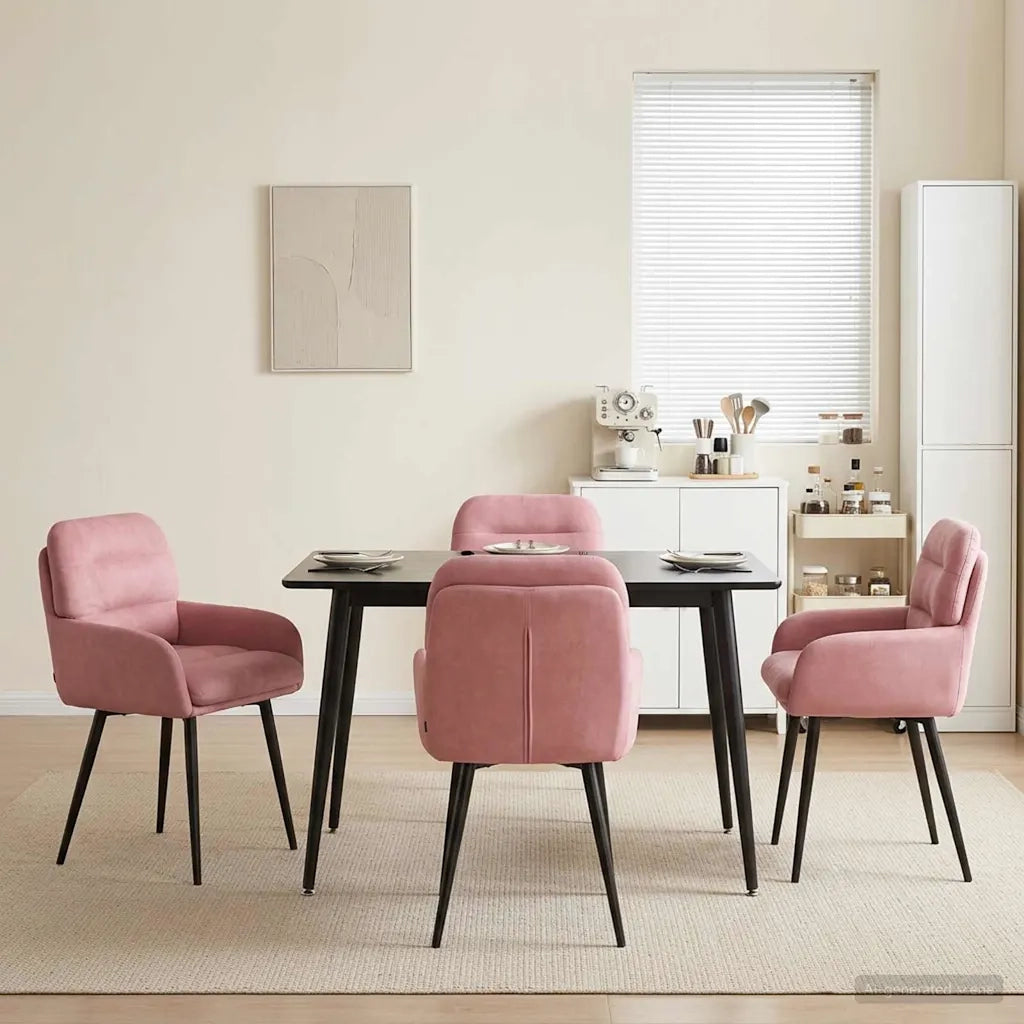 Sedie da pranzo 4 pcs Velluto (V) Rosa 59 x 59,5 x 90 cm 3428240
