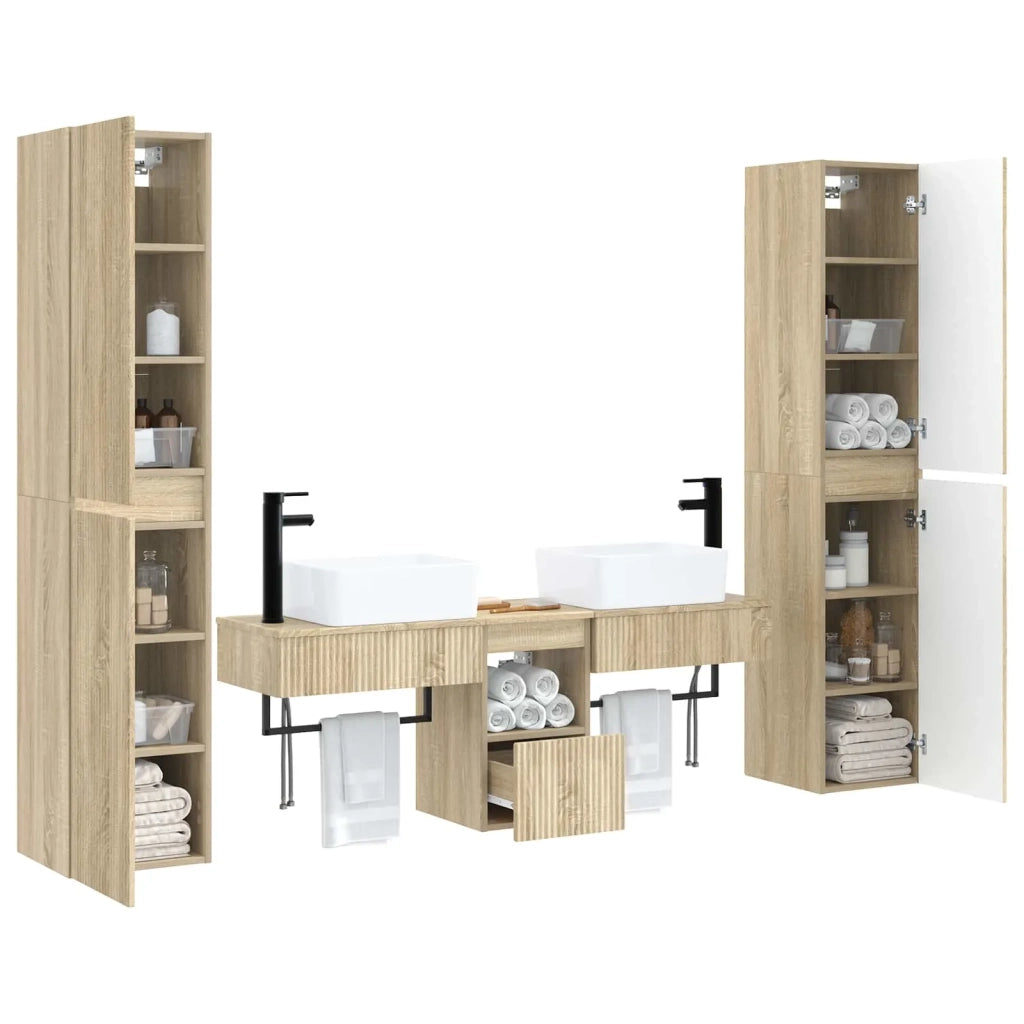 Set di mobili per il bagno 5 pz Rovere Sonoma 3406015