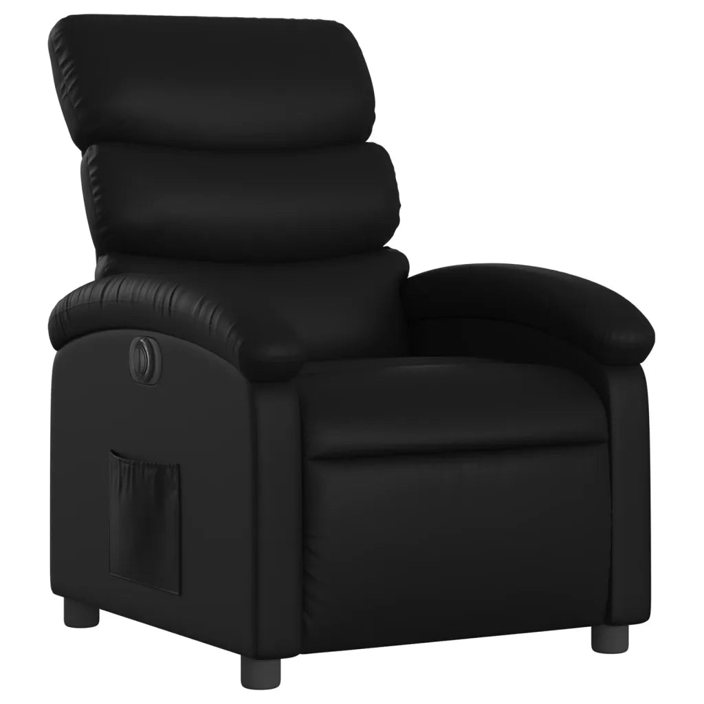 Poltrona Reclinabile Elettrica Nera in Similpelle 3204026