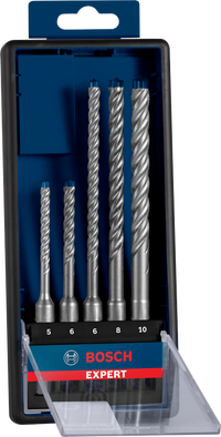 Set 5 punte calcestruzzo armato Bosch 4 taglienti SDS PLUS 7X D.5, 6, 6, 8, 10mm