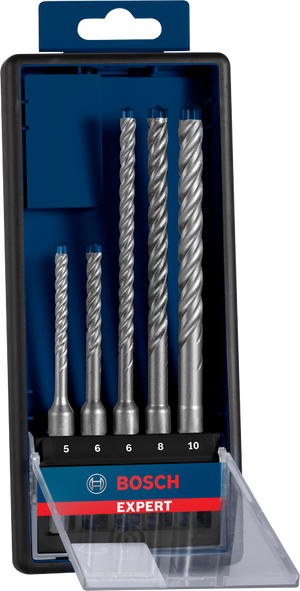 Set 5 punte calcestruzzo armato Bosch 4 taglienti SDS PLUS 7X D.5, 6, 6, 8, 10mm