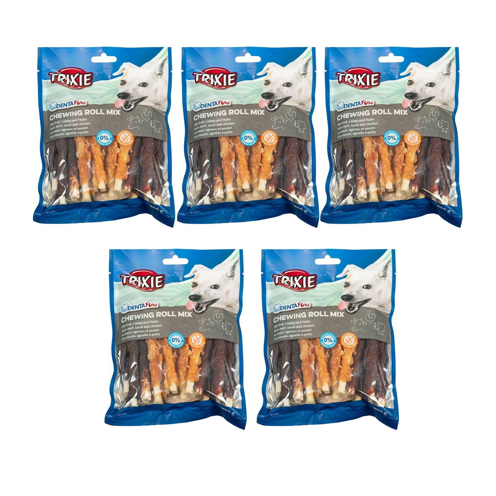 Mix Rotoli Trixie masticabili Denta Fun, 10 cm, 250 g, Cane - Pack 5 confezioni