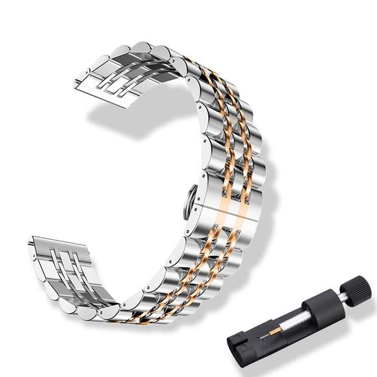 Bracciale in Acciaio Inossidabile - Bracciale di Riserva 22mm - Chiusura Rapida - Lustrato - Adatto per Signore/Signora - Bracciale con Motivo Farfalla - Cinturino Orario