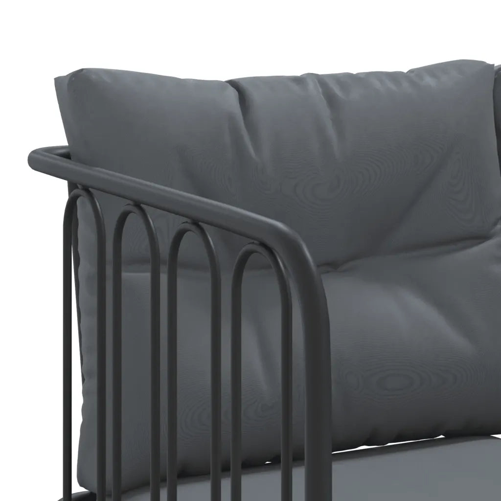 Set Divano da Giardino con Cuscini Nero Acciaio e Textilene 3283746