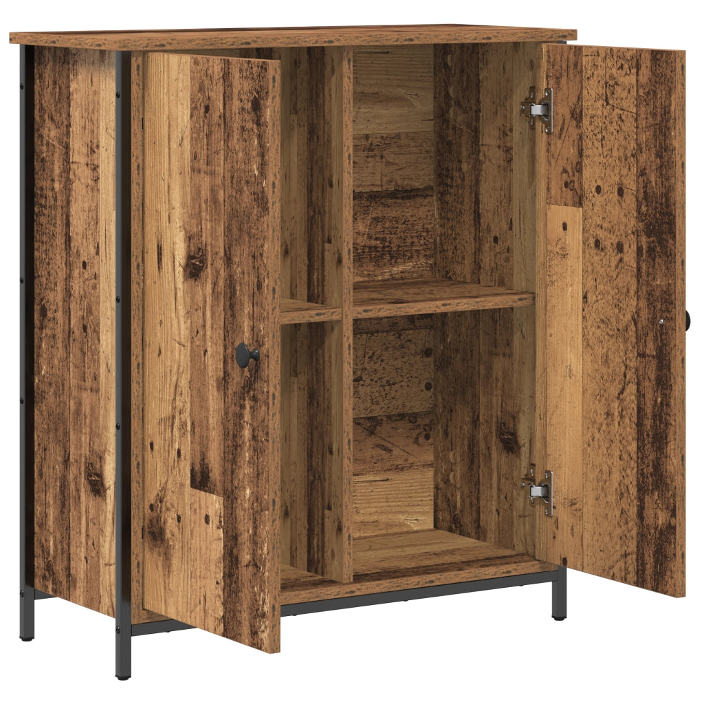 Buffet Sideboard Legno Vecchio 70x30x80 cm Legno Ingegnerizzato e Acciaio
