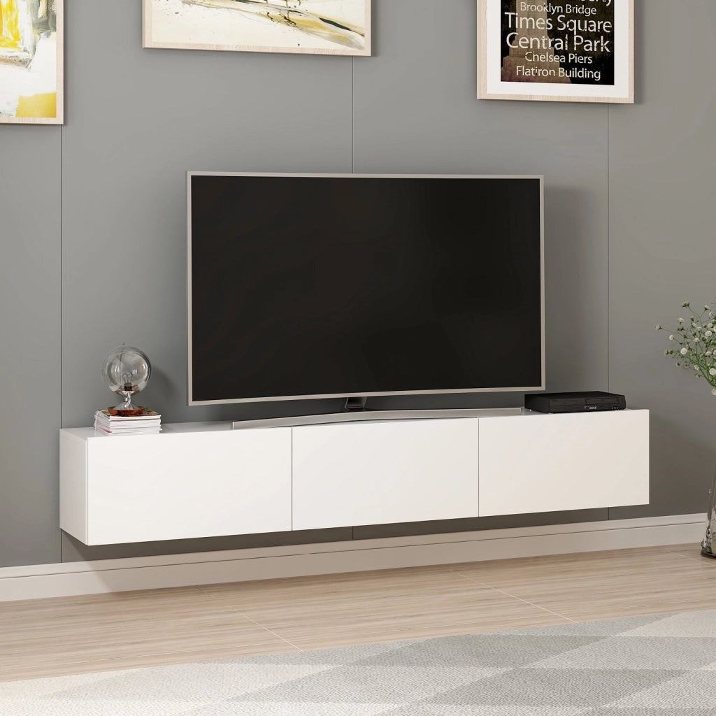 Mobile TV sospeso in legno "Rigel" - 180 x 32 x 30 cm - Bianco