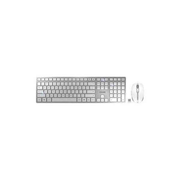Cherry dw 9100 slim tastiera mouse incluso universale rf senza fili + bluetooth qwerty inglese us argento - 151534