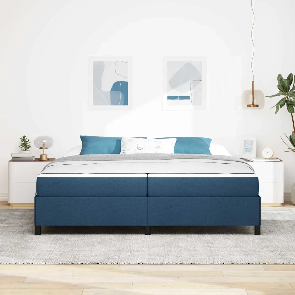 Letto a molle con materasso Blu 200 x 200 cm Tessuto