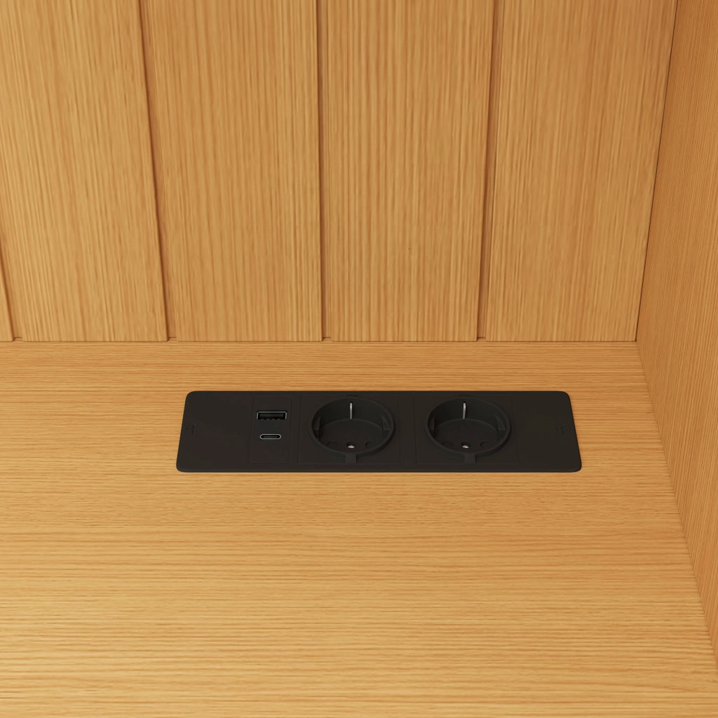 ARMADIO Buffet 120x40x191 cm con ante in vetro e prese USB color naturale