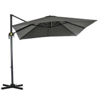 Ombrellone da Giardino con Angolazione Regolabile su 5 Livelli e Rotazione a 360°, 2.5x2.5 m, Grigio