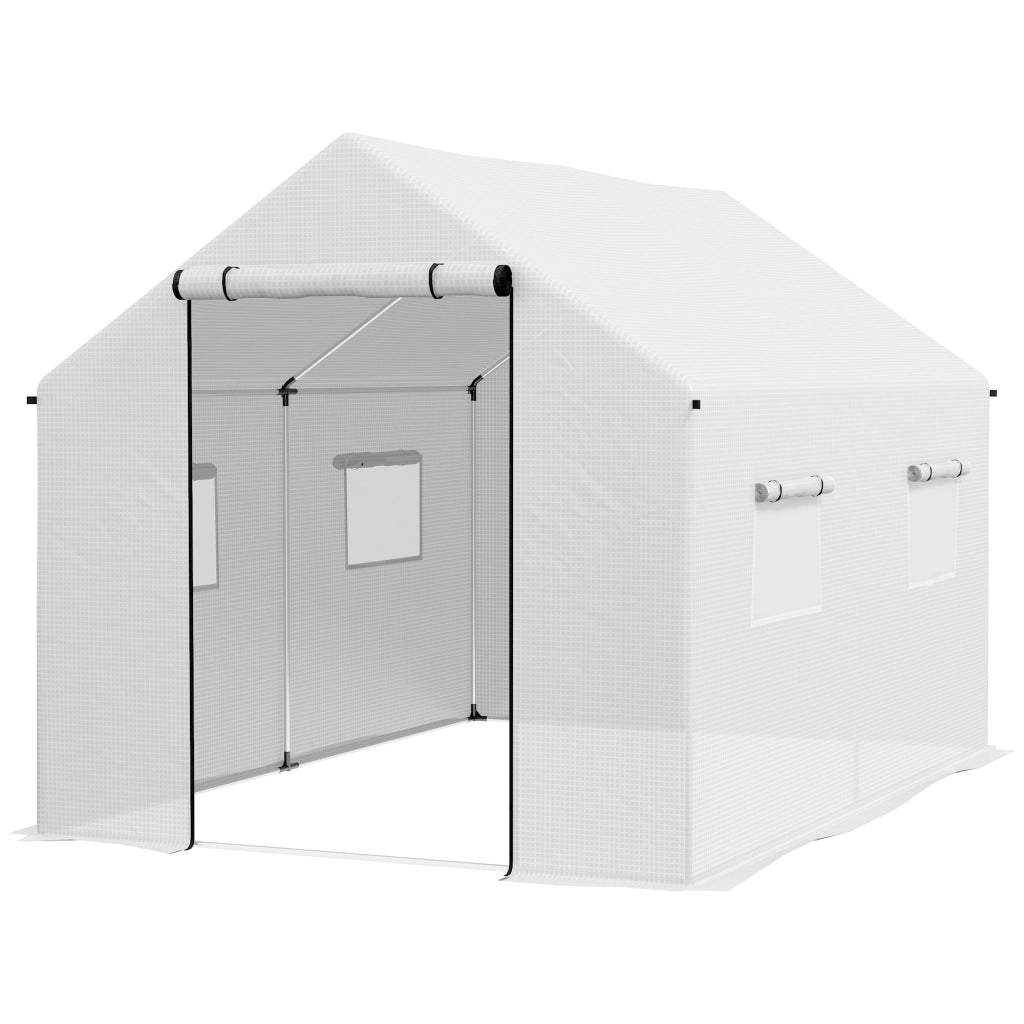 Serra Tunnel 2x3x2 m con 4 Finestre a Rete e Porta con Cerniera ¨C zephmum ¨C Bianco