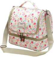 Borsa Insolata per Picnic Grande con Disegno di Fiori e Cinturino Regolabile (11L, C-Rosso)