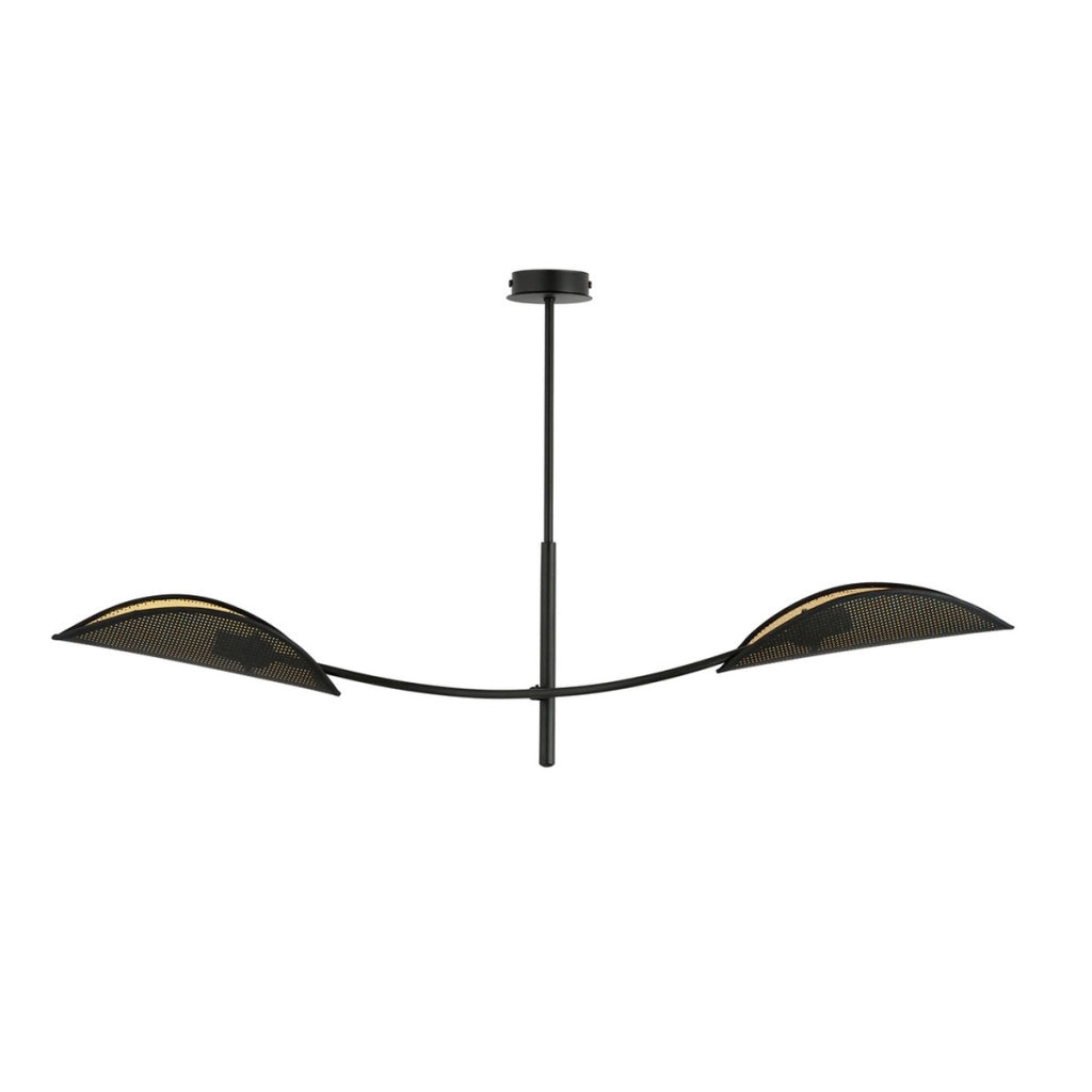 Lampada a sospensione Lotus in acciaio nero e oro