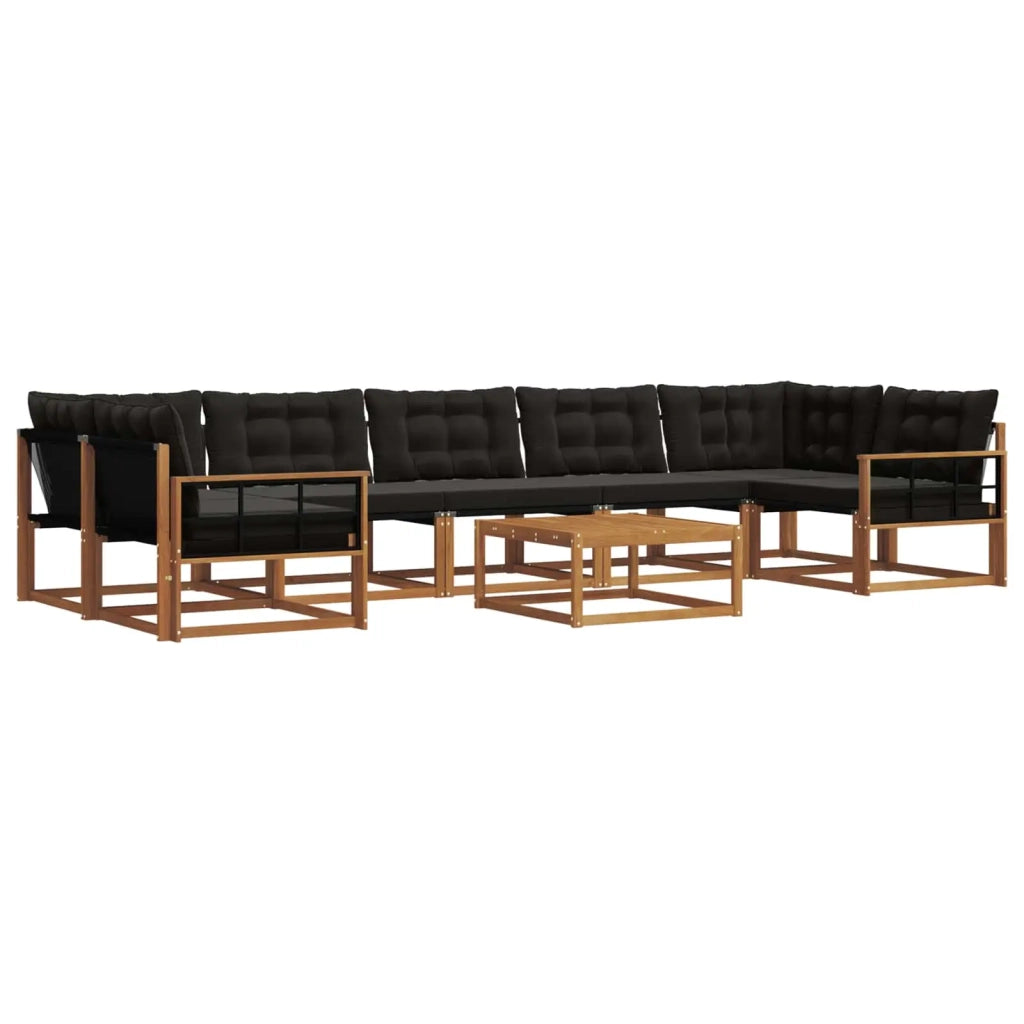 Set di divani da esterno con cuscino 8 pcs Naturale e Nero