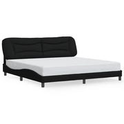Letto matrimoniale | Letto per adulti | Giroletto senza Materasso Hvar Nero 200x200 cm in Tessuto