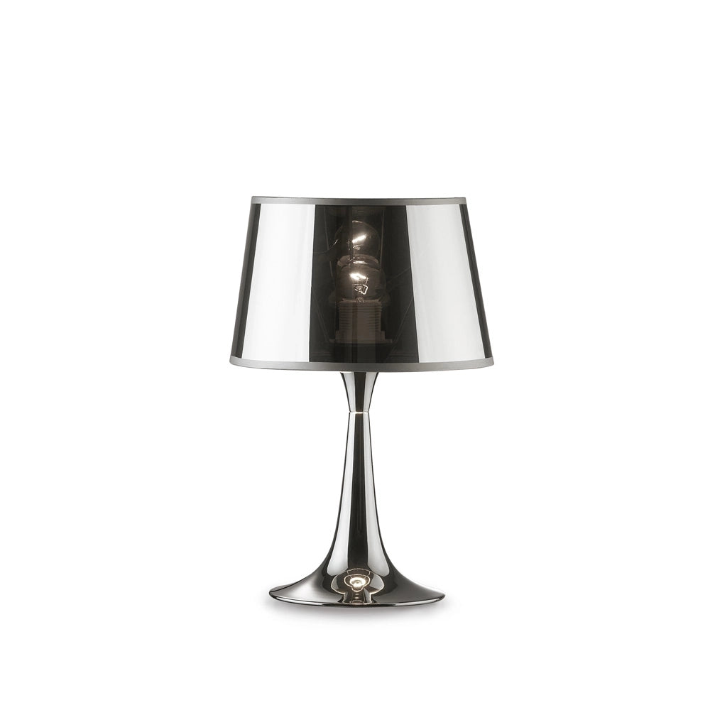 Lampada Da Scrivania-Ufficio Moderna London Metallo Cromo 1 Luce E27 Small
