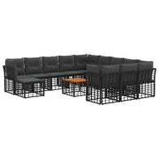 Set di divani da esterno 13 pcs Nero e Grigio scuro Poliestere 3437631