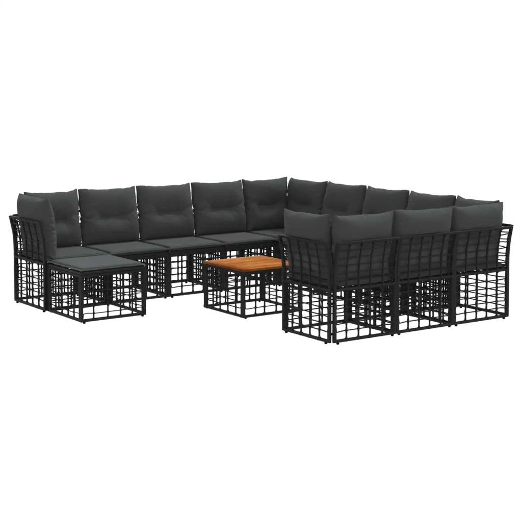 Set di divani da esterno 13 pcs Nero e Grigio scuro Poliestere 3437631