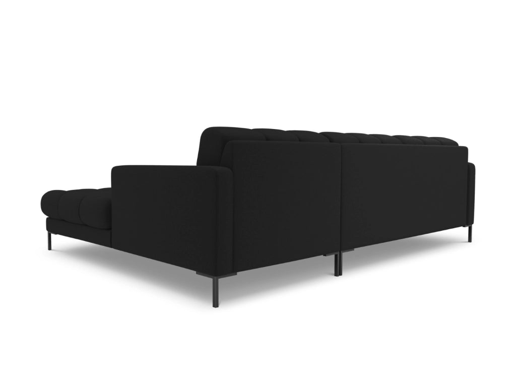 Cosmopolitan Design - Divano angolare destro "Bali" 5 posti in tessuto strutturato nero 
