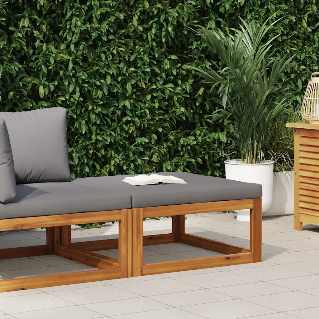 Sedia da giardino-Poggiapiedi con Cuscino Grigio Scuro in Massello d'Acacia 832934